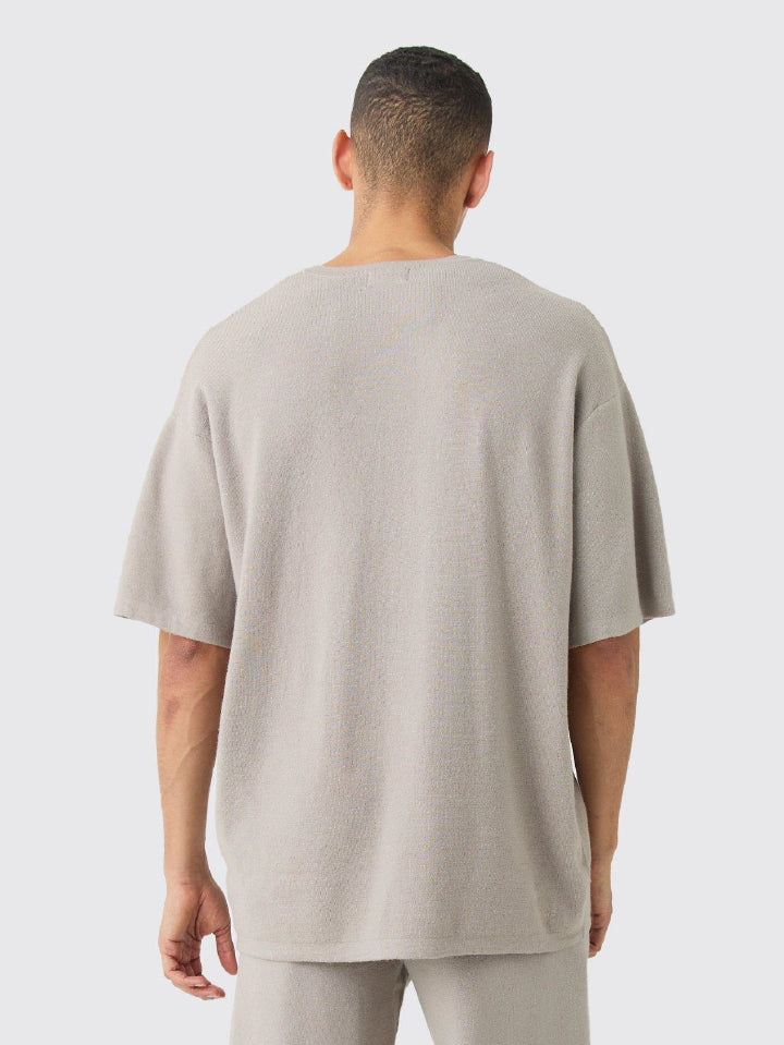 Men Oversized Grey Crew Neck Graphic Tees