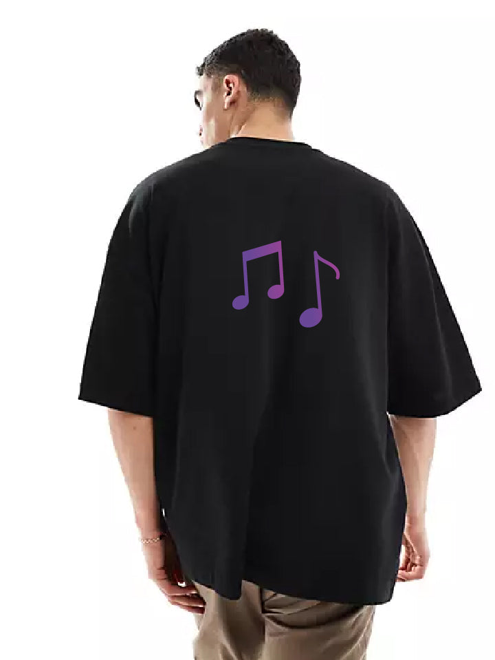 Men Oversized Black Crew Neck Graphic Tees