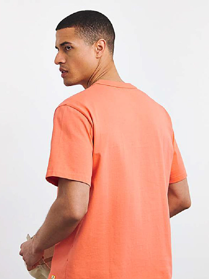 Men Oversized Coral Orange Crew Neck Graphic Tees