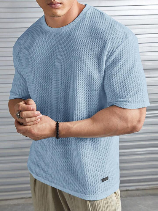 Men Crew Neck Oversized Steel Blue Comfort Tees