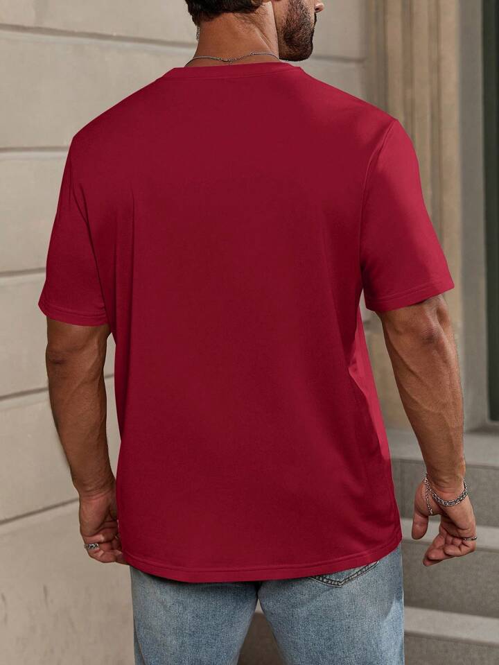 Men Slim Fit  Crimson Crew Neck T-shirt