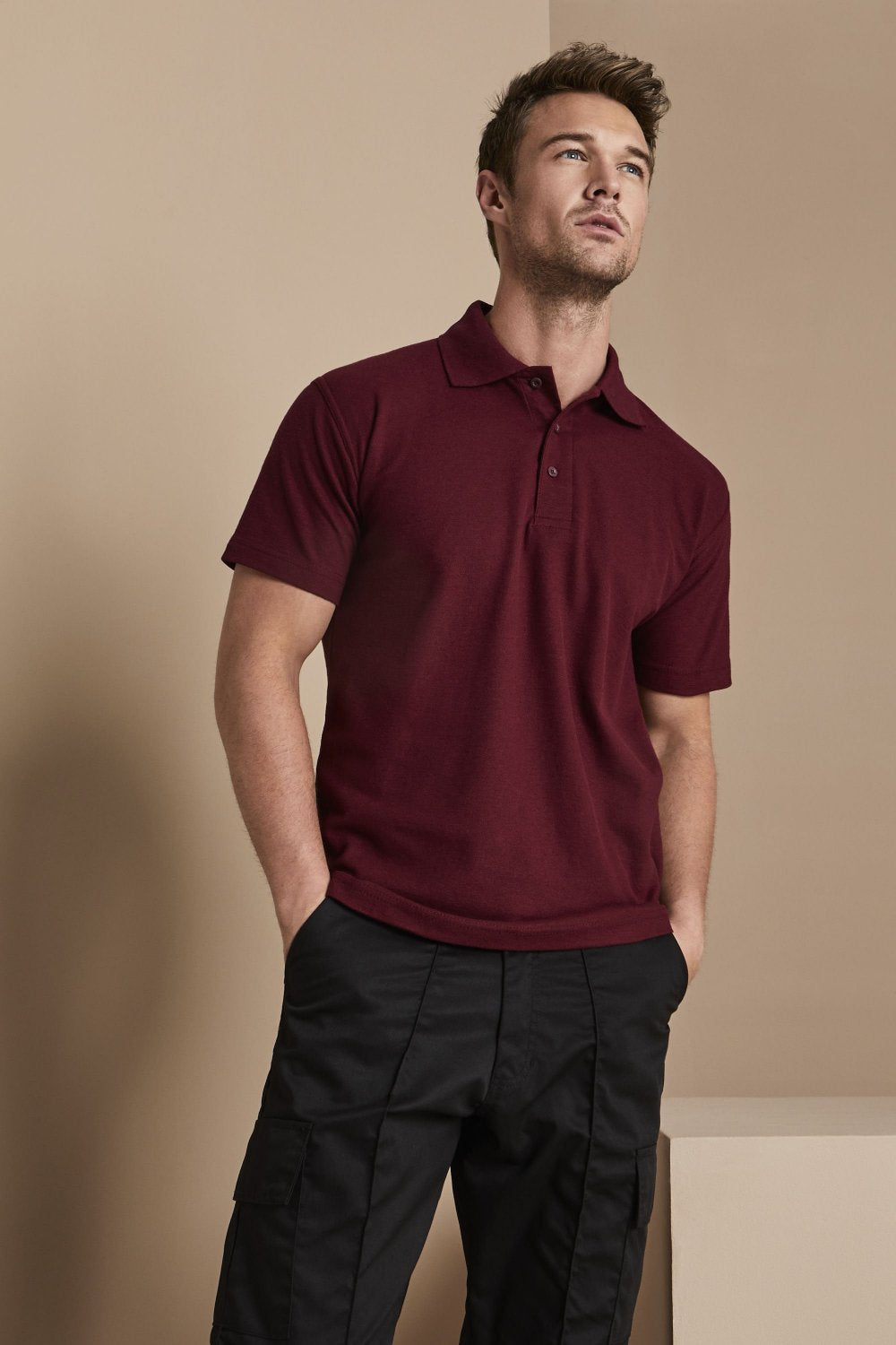 Men Polo Dark Cherry Collar T-Shirt